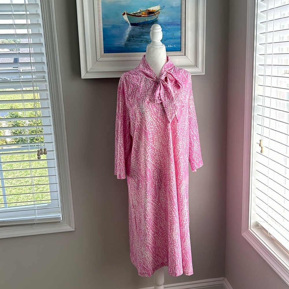 Vintage 80s 90s Anthony Richards Floral Tie Pink Dress
